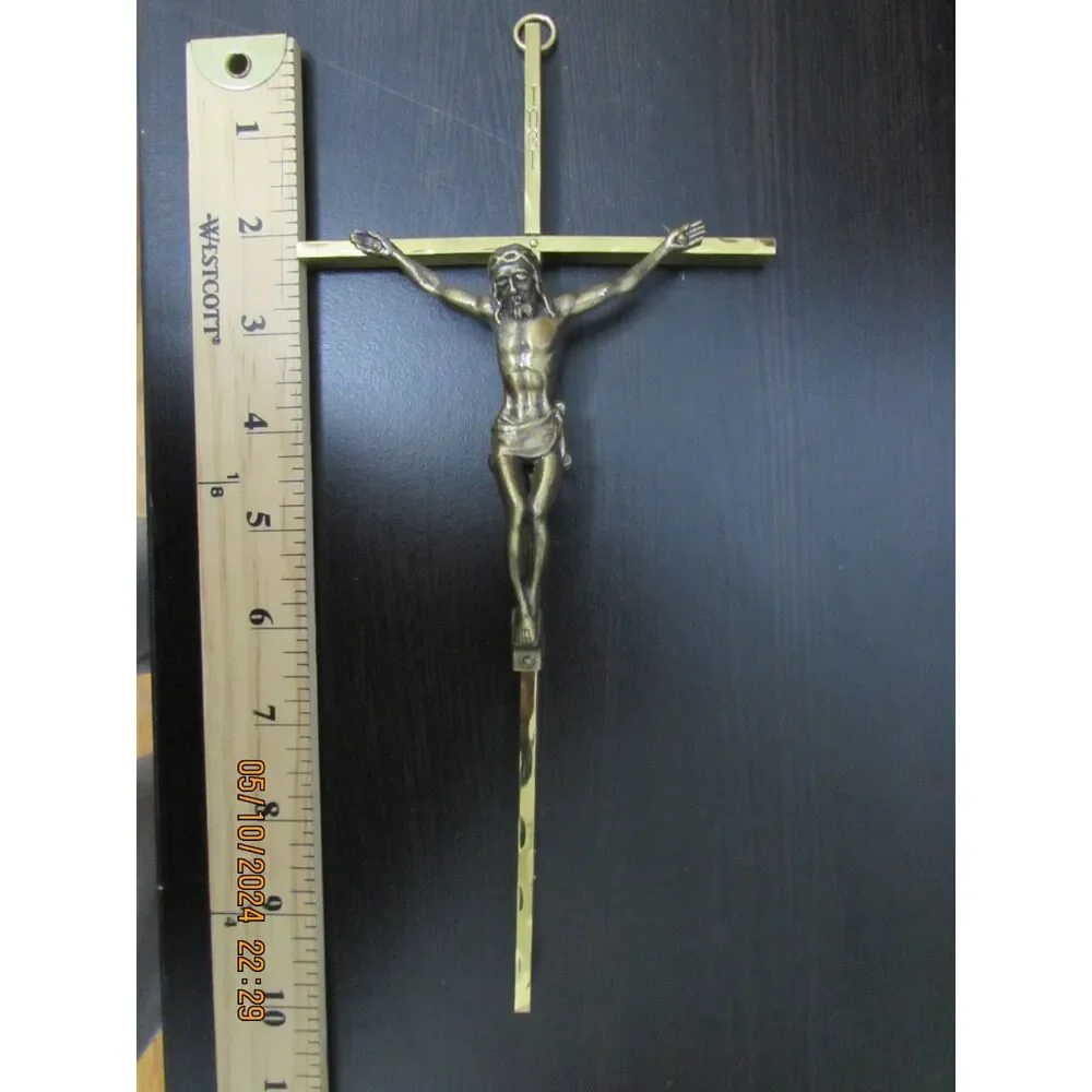 Brass Crucifix JESUS on the CROSS INRI wall hangings religious sacred Christian